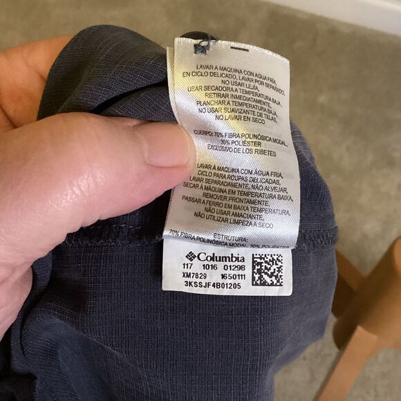 Mens Columbia short‎ sleeved full button camp shirt charcoal XL - Picture 6 of 6